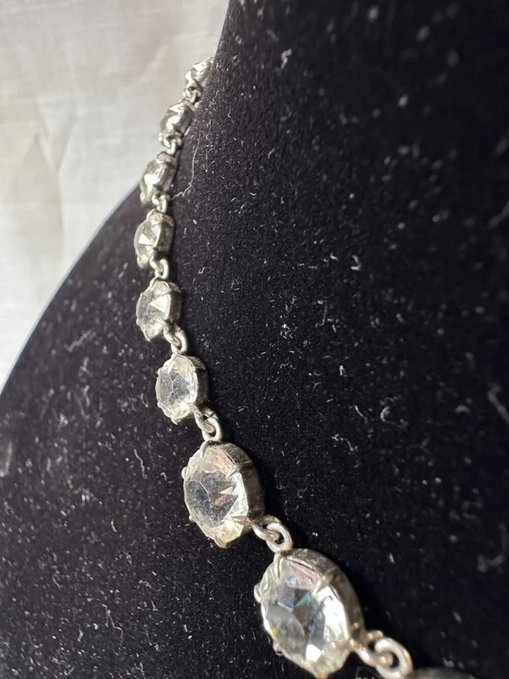 Vintage Art Deco Clear Paste Riviere Necklace